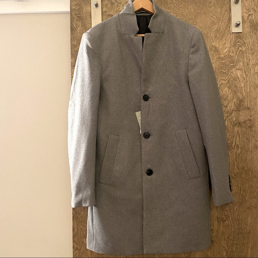 Mens H&M Wool Blend  Grey Peacoat